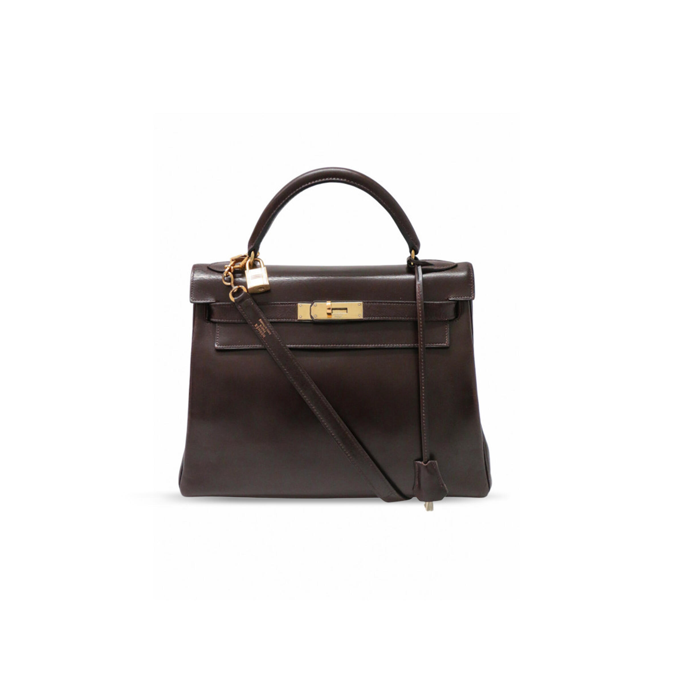 H**me5 master kelly 28 box leather chocolate brown gold hardware (28*22*10cm)